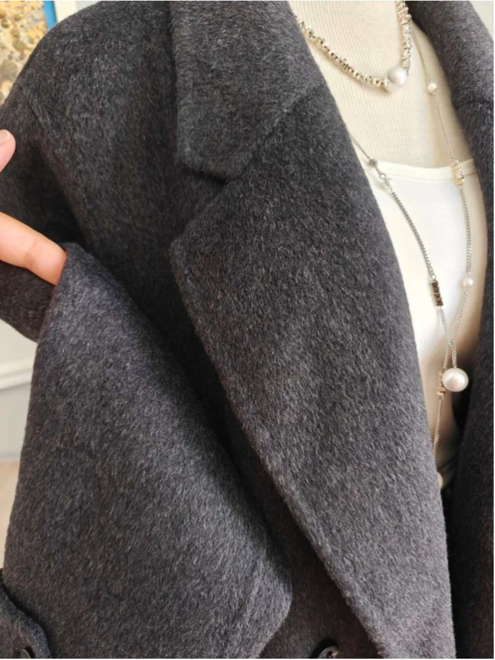Handmade Wool & Alpaca Blend Long Coat | Charcoal Gray Korean Minimalist